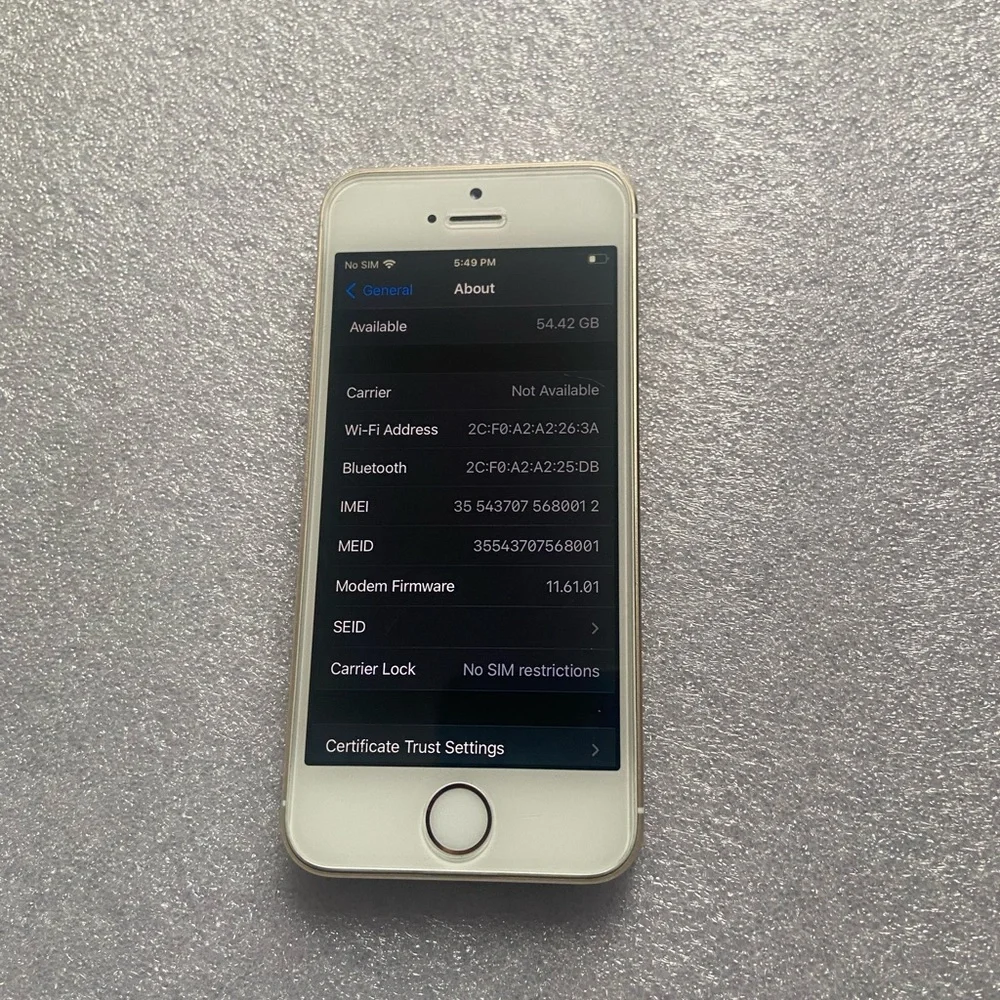 iPhone SE 64GB Custom Mirror Gold Housing + Gold Top /Bottom Glass+White Screen